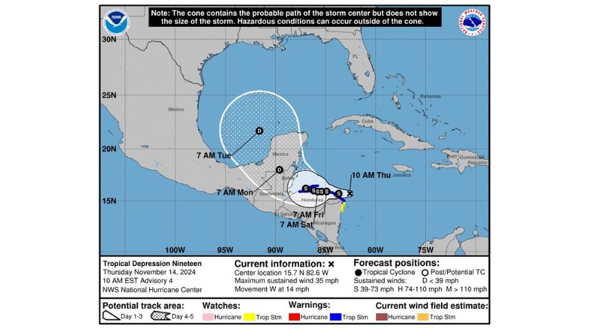 La tormenta tropical Sara se forma cerca del sureste de México y Centroamérica