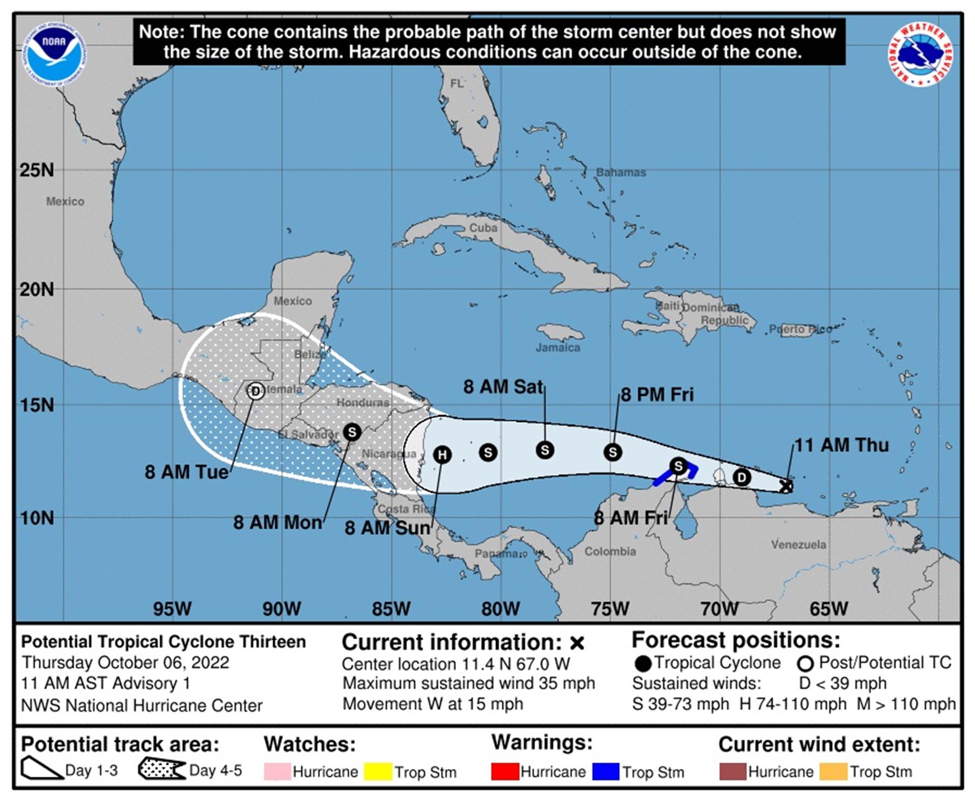imagen tormenta tropical trece noaa