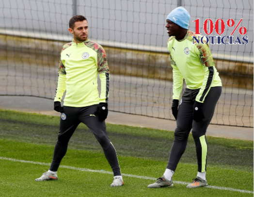 Silva y Mendy durante un entrenamiento con el City. JASON CAIRNDUFF ACTION IMAGES VIA REUTERS)