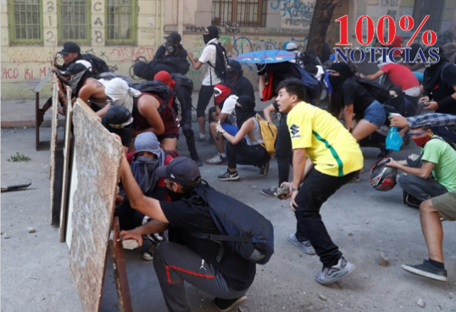 Barricadas en el centro de Santiago