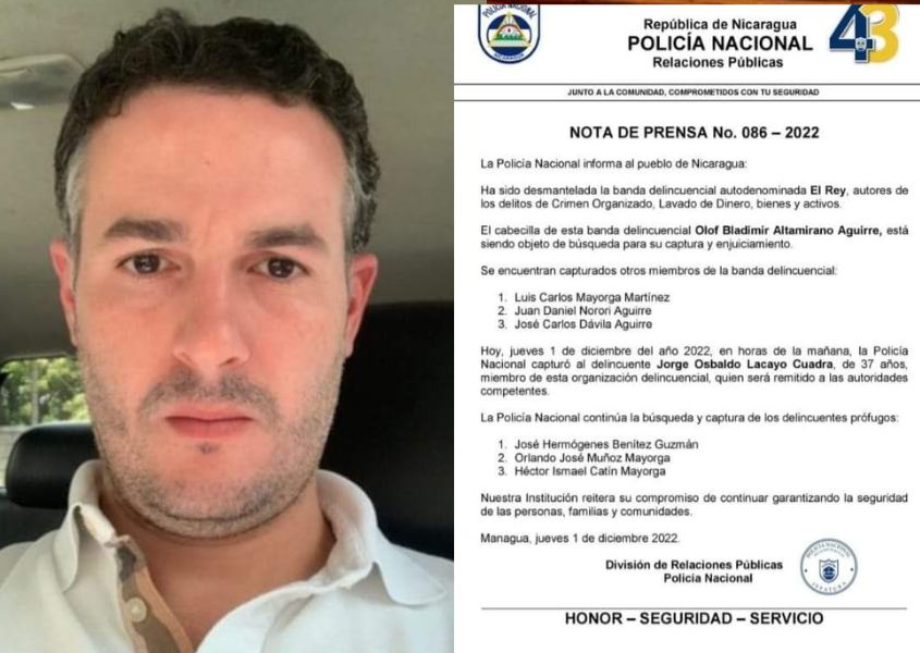 En diciembre de 2022, la Policía presentó a Lacayo Cuadra como "delincuente" en Nicaragua.